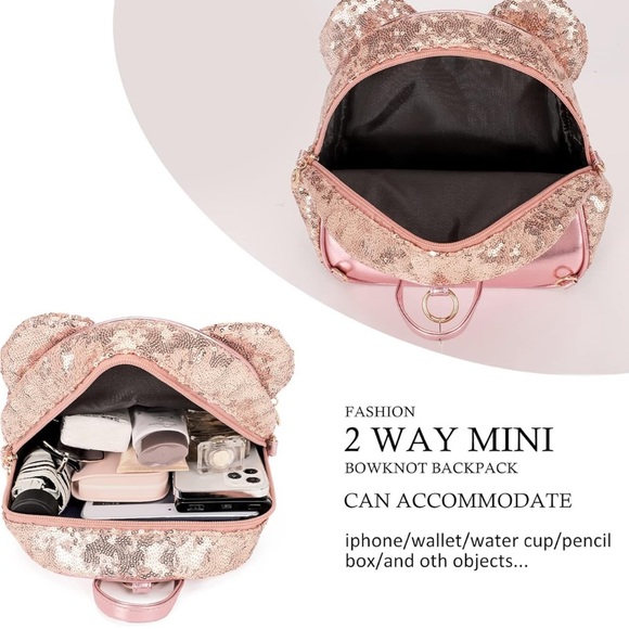 NWOT Mini Backpack Bowknot Polka Dot Daypacks Convertible Shoulderbag - Picture 6 of 16